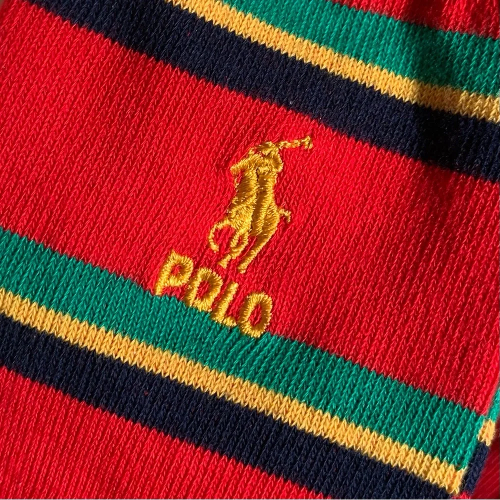 NWOT Ralph Lauren long socks striped multicolor (gold logo)